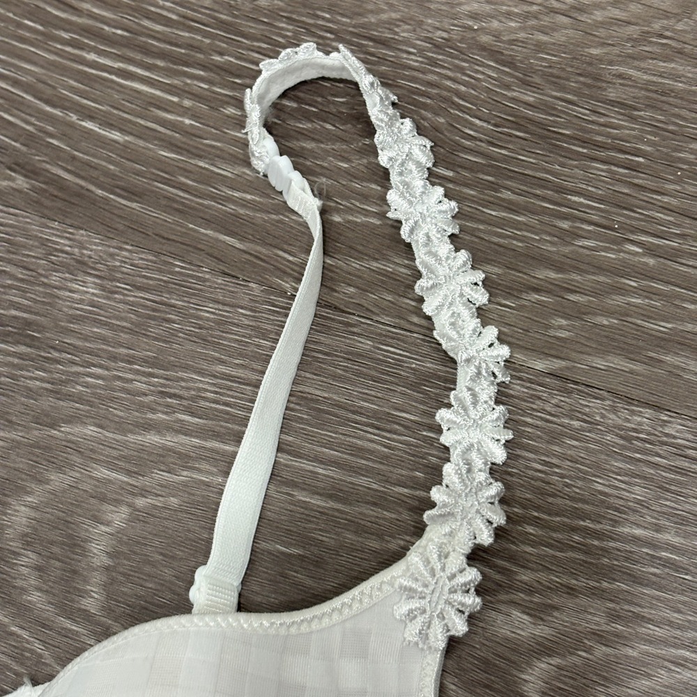 Marie Jo Avero Heartshape Bra Natural White Gingham Daisy Straps 36B Underwire - Picture 7 of 15